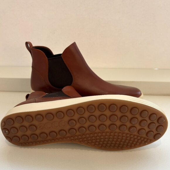 Ecco Soft 7 Chelsea Booties Leather Boots Cognac Size 40 US 9 - 9.5 NEW - Picture 6 of 8